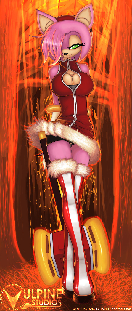 amy_rose cleavage cleavage_cutout deviantart furry hammer mark_thompson pink_hair sonic tailsrulz thigh-highs