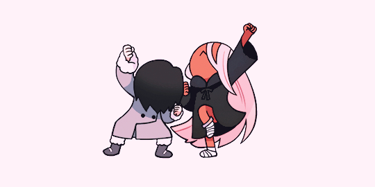 1boy 1girl bandage black_cloak black_hair boots child cloak coat commentary couple crossed_arms dancing darling_in_the_franxx english_commentary fur_boots fur_trim grey_coat hand_holding hand_up hetero hiro_(darling_in_the_franxx) hood hooded_cloak horns jolynecujo long_hair looking_at_another oni_horns parka pink_hair red_horns red_skin short_hair winter_clothes winter_coat zero_two_(darling_in_the_franxx)