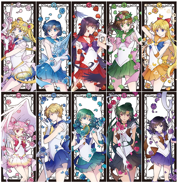 6+girls aino_minako back_bow bangs bishoujo_senshi_sailor_moon black_border black_hair black_neckwear black_sailor_collar black_skirt blonde_hair blue_bow blue_eyes blue_flower blue_hair blue_neckwear blue_rose blue_sailor_collar blue_skirt border bow brown_bow brown_hair chibi_usa choker circlet closed_mouth cowboy_shot crescent crystal_carillon deep_aqua_mirror double_bun elbow_gloves flower garnet_rod gloves green_eyes green_flower green_hair green_neckwear green_rose green_sailor_collar green_skirt hair_bow hair_bun hair_ornament hairpin harp head_wreath hino_rei instrument jupiter_symbol kaiou_michiru kaleidomoon_scope kino_makoto light_smile long_hair looking_at_viewer magical_girl mars_symbol meiou_setsuna mercury_harp mercury_symbol mizuno_ami multicolored multicolored_clothes multicolored_skirt multiple_girls neptune_symbol nezumipl orange_bow orange_flower orange_neckwear orange_rose orange_sailor_collar orange_skirt parted_bangs petals pink_bow pink_flower pink_hair pink_rose pink_sailor_collar pleated_skirt pluto_symbol polearm ponytail profile purple_bow purple_flower purple_neckwear purple_rose purple_sailor_collar purple_skirt red_bow red_eyes red_flower red_neckwear red_rose red_sailor_collar red_skirt rose rose_petals sailor_chibi_moon sailor_collar sailor_jupiter sailor_mars sailor_mercury sailor_moon sailor_neptune sailor_pluto sailor_saturn sailor_senshi sailor_senshi_uniform sailor_uranus sailor_venus saturn_symbol short_hair silence_glaive skirt space_sword spear staff star star_choker super_sailor_chibi_moon super_sailor_jupiter super_sailor_mars super_sailor_mercury super_sailor_moon super_sailor_neptune super_sailor_pluto super_sailor_saturn super_sailor_uranus super_sailor_venus sword ten'ou_haruka tomoe_hotaru tsukino_usagi twintails uranus_symbol venus_symbol violet_eyes wand weapon white_background white_flower white_gloves white_rose white_wings wings yellow_bow yellow_neckwear