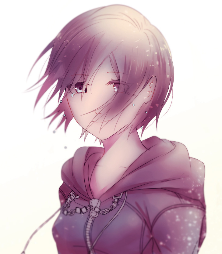 1girl black_coat_(kingdom_hearts) black_hair breasts cloak closed_mouth crying hair_between_eyes kingdom_hearts kingdom_hearts_358/2_days looking_at_viewer medium_hair organization_xiii sera_(serappi) short_hair small_breasts smile solo xion_(kingdom_hearts)