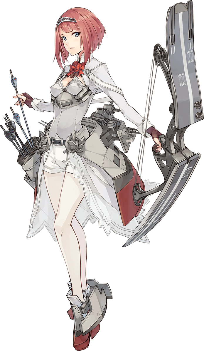 1girl ark_royal_(kantai_collection) blue_eyes bob_cut bow bow_(weapon) breasts compound_bow corset fingerless_gloves flower full_body gloves holding holding_bow_(weapon) holding_weapon kantai_collection konishi_(koconatu) legwear_under_shorts looking_at_viewer official_art pantyhose pantyhose_under_shorts quiver red_bow red_flower red_ribbon red_rose redhead ribbon rose rudder_shoes short_hair shorts showgirl_skirt small_breasts solo tiara transparent_background weapon white_legwear