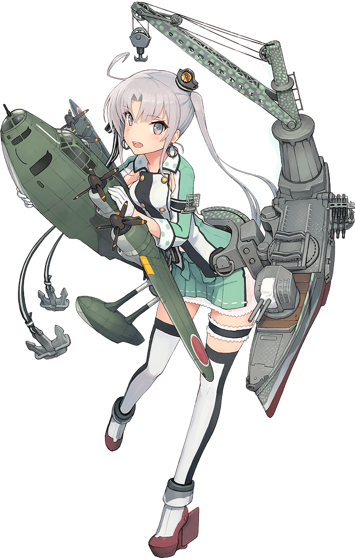 1girl ahoge aircraft airplane akitsushima_(kantai_collection) anchor crane double-breasted earrings flying_boat full_body grey_eyes h8k hat headgear jewelry kantai_collection leg_garter looking_at_viewer machinery military military_uniform mini_hat miniskirt nishikitaitei-chan official_art open_mouth remodel_(kantai_collection) seaplane shizuma_yoshinori side_ponytail silver_hair skirt solo thigh-highs thigh_strap transparent_background turret uniform zettai_ryouiki