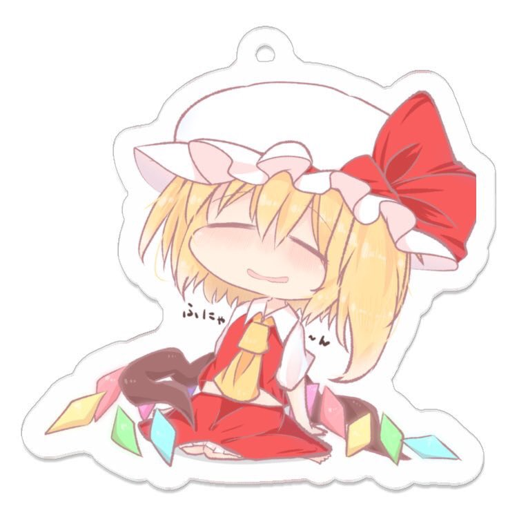 +++ 1girl :d arm_support ascot bangs barefoot blonde_hair blush bow breasts chibi closed_eyes collared_shirt commentary_request crystal d: eyebrows_visible_through_hair flandre_scarlet frilled_hat frilled_skirt frills full_body hat hat_bow knees_together_feet_apart leaning_back medium_skirt mob_cap nose_blush open_mouth own_hands_together puffy_short_sleeves puffy_sleeves raised_eyebrows red_bow red_skirt shirt short_hair short_sleeves shoupon side_ponytail simple_background sitting sketch_eyebrows skirt skirt_set sleeping small_breasts smile solo touhou translated wariza wavy_mouth white_background white_hat wing_collar wings yellow_neckwear |d