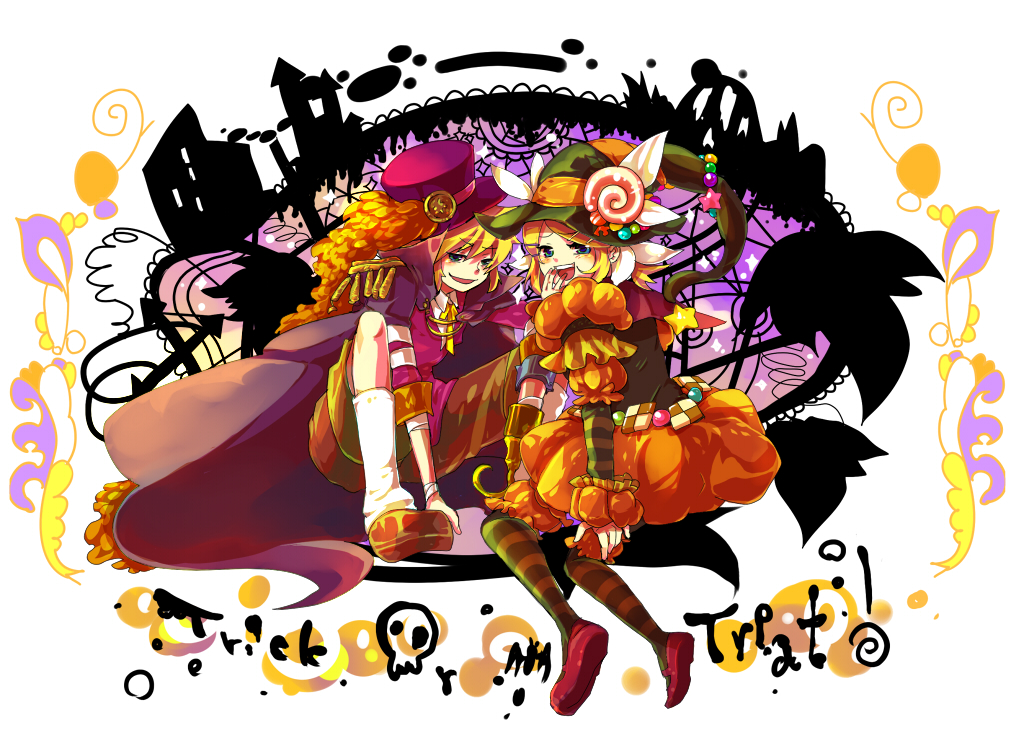 hashimochi kagamine_len kagamine_rin siblings trick_and_treat_(vocaloid) twins vocaloid