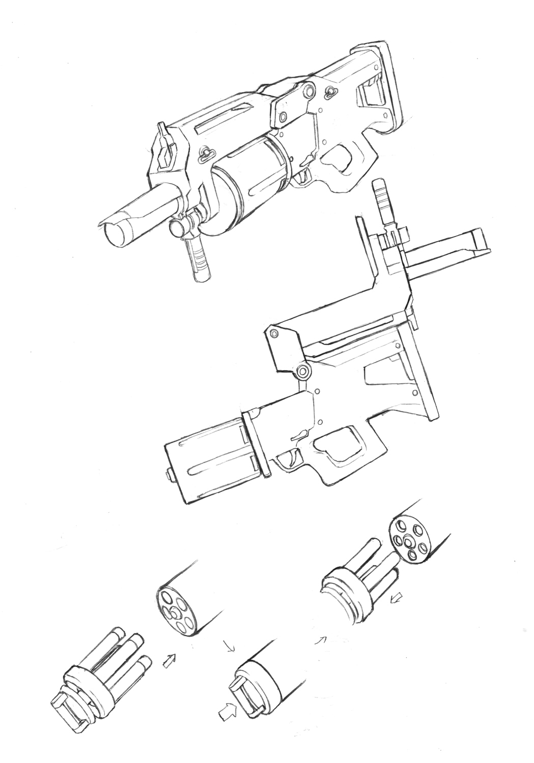 blew_andwhite commentary_request directional_arrow graphite_(medium) greyscale gun highres how_to kantai_collection lineart monochrome no_humans sequential simple_background sketch traditional_media weapon weapon_request white_background