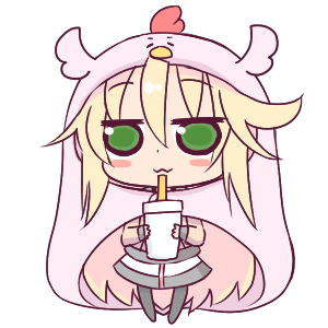 1girl :3 bangs black_legwear blonde_hair blush_stickers brown_jacket chibi chicken_costume closed_mouth commentary_request cosplay cup disposable_cup drinking_glass drinking_straw eyebrows_visible_through_hair full_body green_eyes hair_between_eyes himouto!_umaru-chan holding holding_cup hono hood hood_up jacket komaru komaru_(cosplay) long_hair long_sleeves lowres no_shoes official_art pantyhose skirt sleeves_past_wrists solo sora_(suguri) standing suguri transparent_background very_long_hair white_skirt