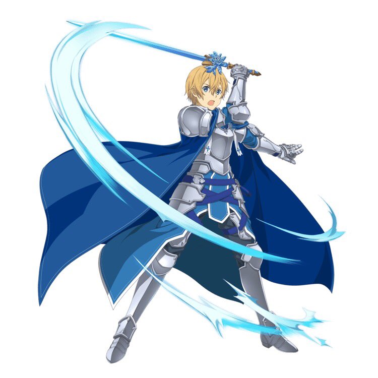 1boy arm_up armor armored_boots black_pants blonde_hair blue_cape blue_eyes boots cape eugeo full_body gauntlets hair_between_eyes holding holding_sword holding_weapon looking_at_viewer male_focus official_art open_mouth outstretched_arm pants shoulder_armor solo spaulders standing sword sword_art_online sword_art_online:_code_register weapon