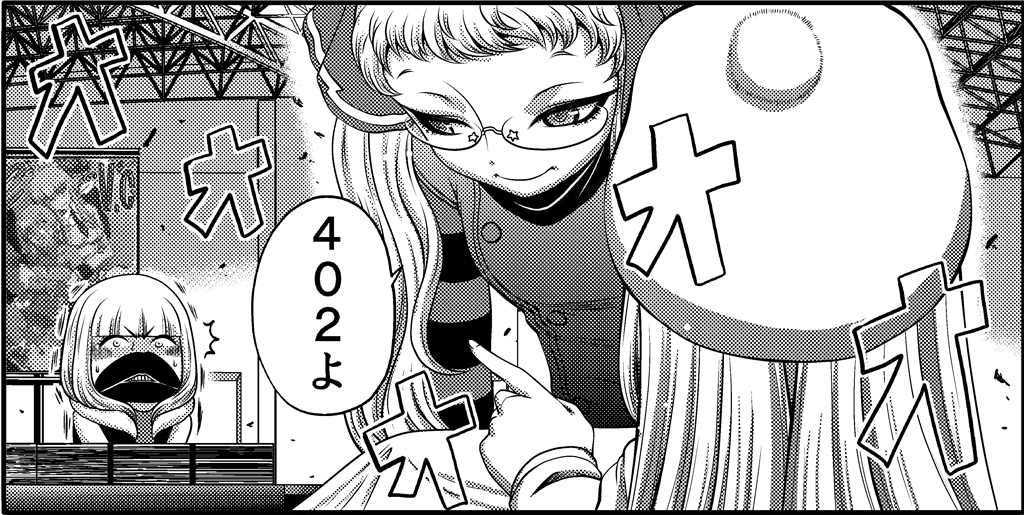 5girls aoki_hagane_no_arpeggio beret bismarck_(aoki_hagane_no_arpeggio) bow breast_fondle c.c. code_geass comic glasses greyscale hair_bow hair_ornament hat i-402_(aoki_hagane_no_arpeggio) jacket kaname_aomame long_hair long_sleeves monochrome multiple_girls musashi_(aoki_hagane_no_arpeggio) necktie pointing poster scarf sitting sleeveless smile surprised table translated trembling villetta_nu wide-eyed
