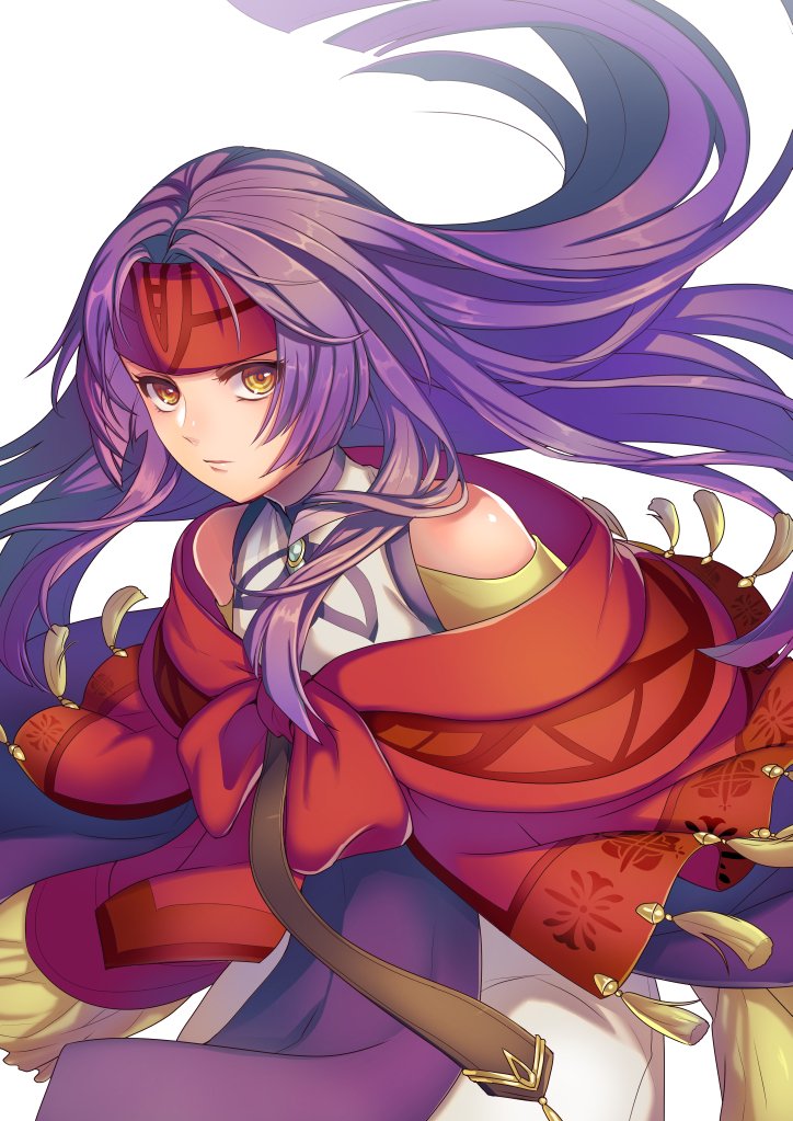 1girl fire_emblem fire_emblem:_akatsuki_no_megami fire_emblem:_souen_no_kiseki headband kokouno_oyazi long_hair looking_at_viewer nintendo purple_hair sanaki_kirsch_altina solo yellow_eyes