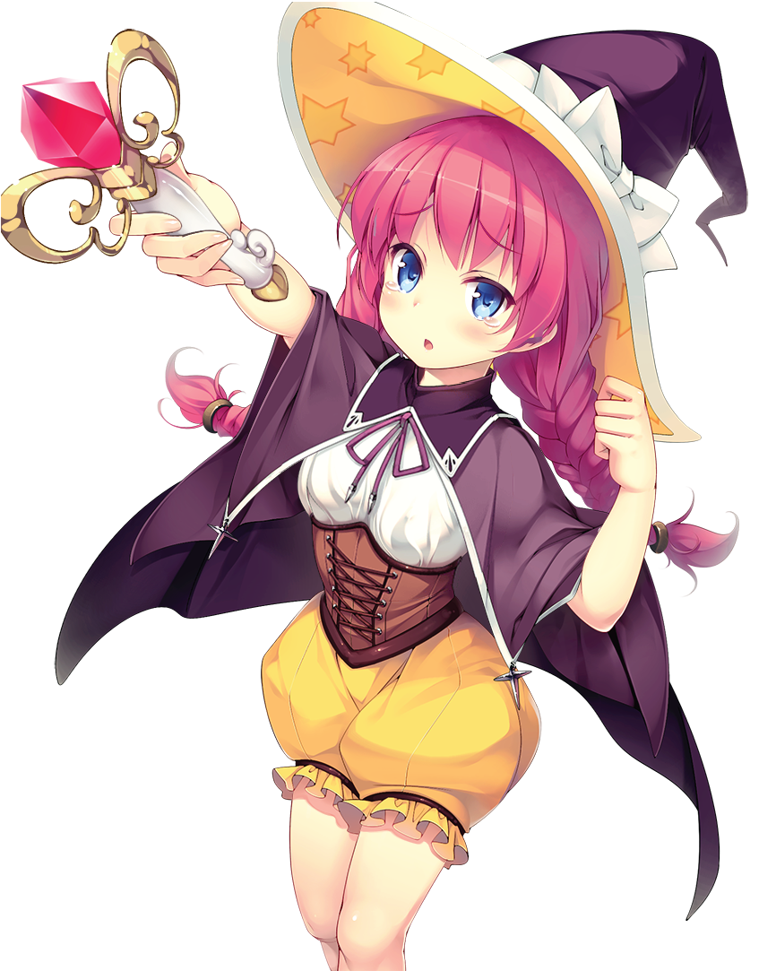 :o aasha cape corset crying crying_with_eyes_open crystal daibouken!_yukeyuke_osawari_island eyebrows_visible_through_hair hat holding lace magical_girl nontan official_art pink_hair tagme tears twintails wand witch_hat