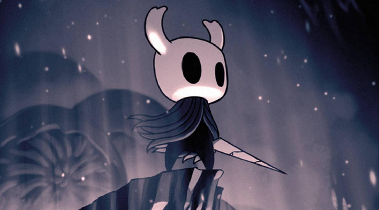 blade bug cloak hollow_eyes hollow_knight night night_sky official_art sky white_helmet