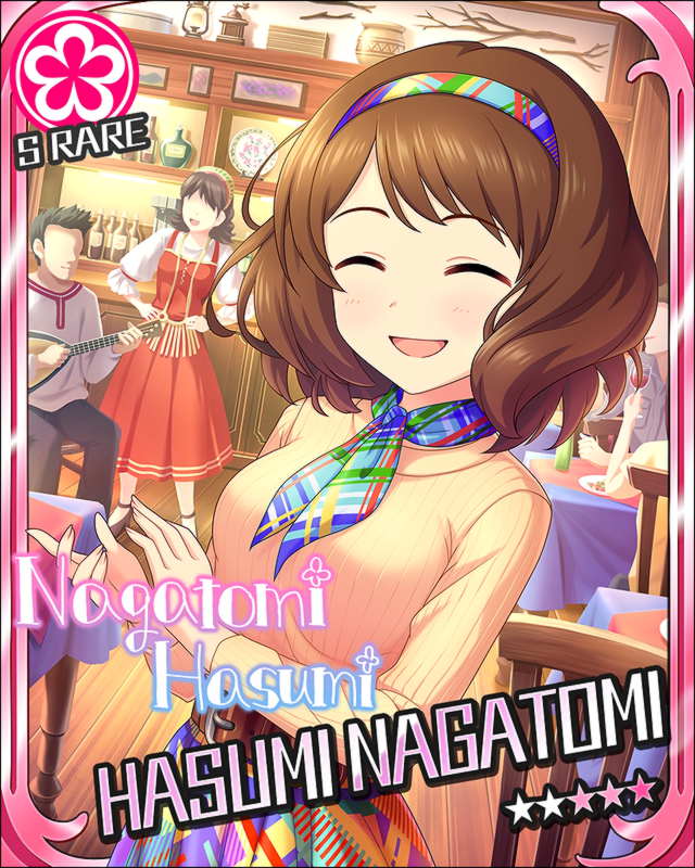 blush brown_hair character_name closed_eyes dress idolmaster idolmaster_cinderella_girls nagatomi_hasumi short_hair smile stars