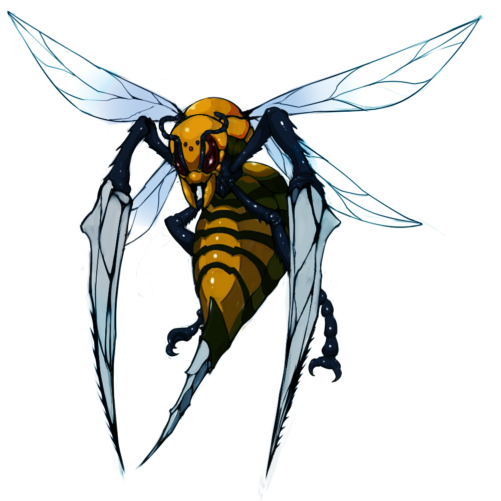 bee beedrill bug commentary_request creatures_(company) fukurou_(owl222) full_body game_freak gen_1_pokemon insect nintendo no_humans pokemon pokemon_(creature) realistic simple_background solo spikes white_background