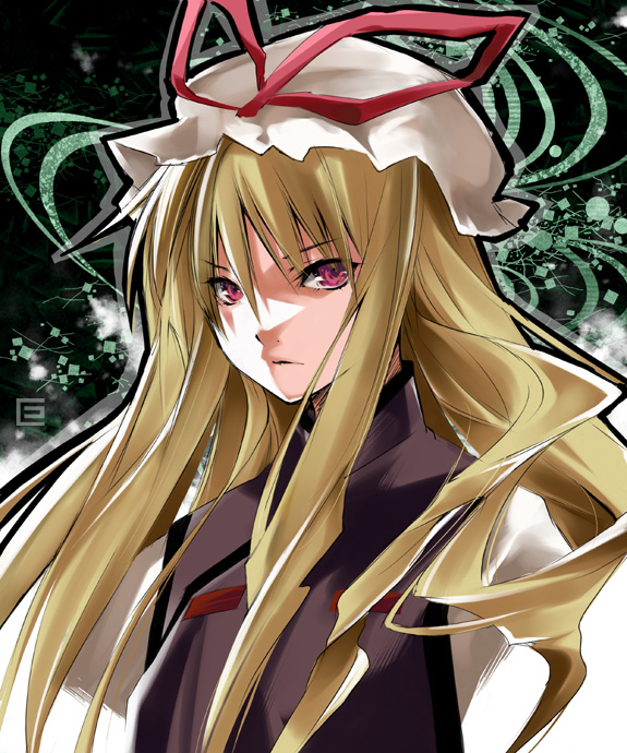 eretto hat long_hair ribbon ribbons touhou yakumo_yukari