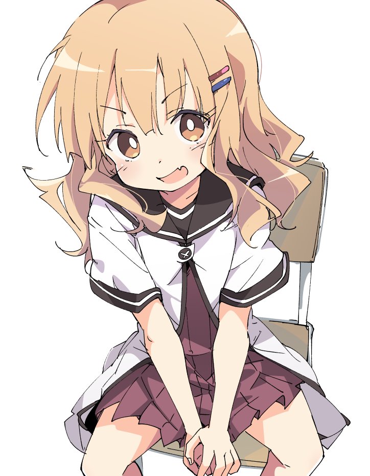 1girl blonde_hair brown_eyes hair_ornament hairband hairclip ixy nanamori_school_uniform oomuro_sakurako open_mouth school_uniform serafuku short_hair yuru_yuri