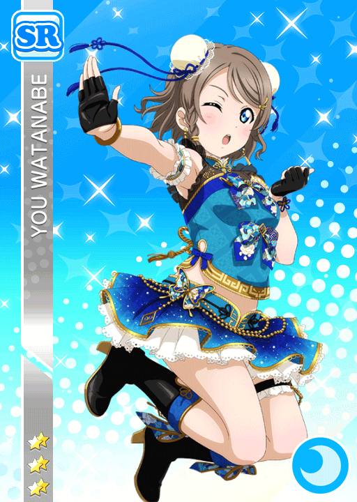 blue_eyes blush character_name china_dress gloves grey_hair love_live!_school_idol_festival love_live!_sunshine!! short_hair watanabe_you wink