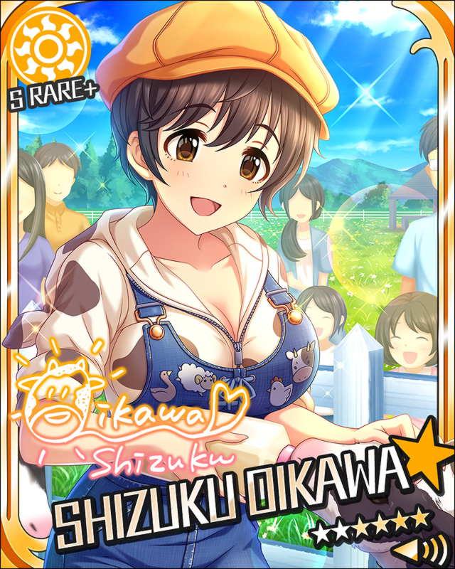 black_hair blush brown_eyes cap character_name dress idolmaster idolmaster_cinderella_girls oikawa_shizuku short_hair smile stars