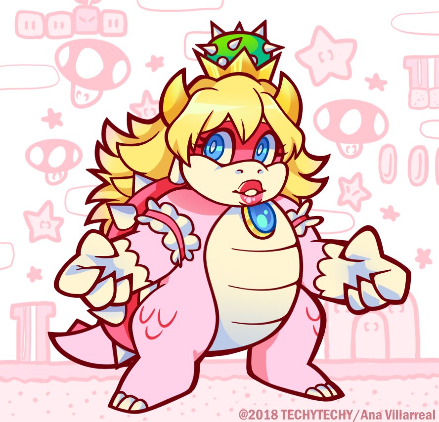 1girl armband blue_eyes borrowed_design coin crown gem gloves lipstick long_hair lord_peach makeup super_mario_bros. new_super_mario_bros._u_deluxe nintendo role_reversal solo spiked_shell super_mushroom transformation warp_pipe white_gloves