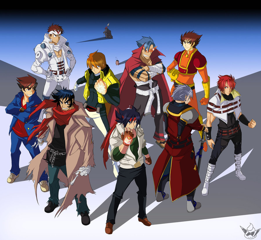 cyberbots domon_kasshu g_gundam gaogaigar gar getter_robo gundam kamina kings_of_/m/ male nagare_ryoma saotome_jin shishiou_guy spikewible super_robot_wars tagme tengen_toppa_gurren_lagann