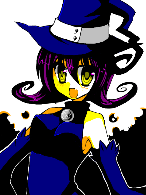 bad_id blair fang hat purple_hair smile soul_eater witch_hat yellow_eyes