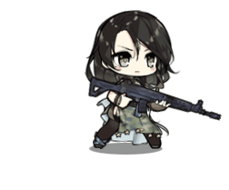 1girl animated animated_gif artist_request assault_rifle black_hair camouflage_print character_name china_dress chinese_clothes dress girls_frontline grey_eyes gun long_hair lowres official_art rifle solo thigh-highs thigh_strap type_03_(girls_frontline) type_03_assault_rifle watermark weapon web_address