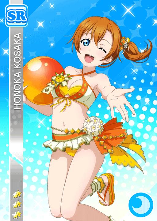 blue_eyes blush character_name kousaka_honoka love_live!_school_idol_fsstval love_live!_school_idol_project mango orange_hair short_hair side_ponytail smile wink