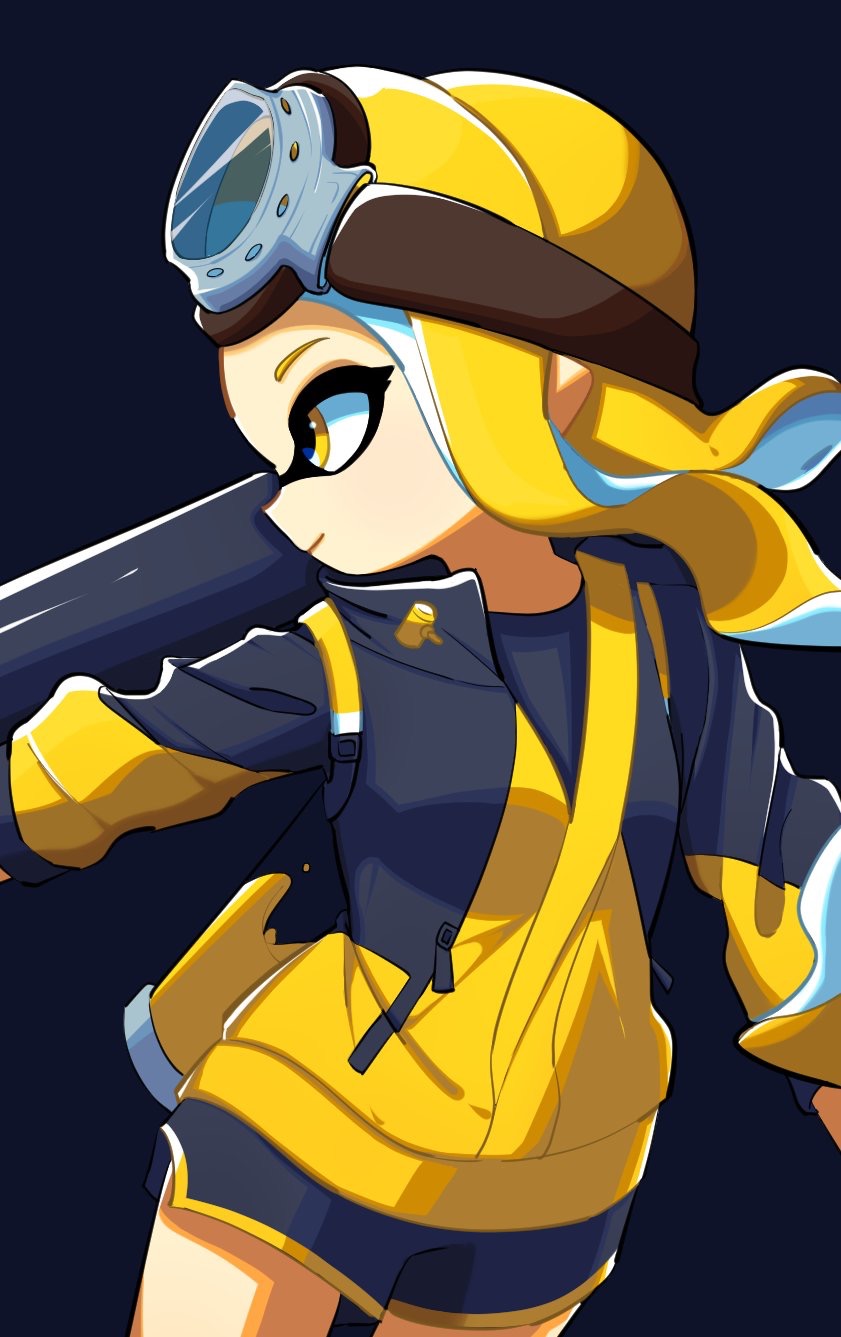 1girl asymmetrical_hair blonde_hair breasts from_side highres inkling long_hair nintendo small_breasts splatoon splatoon_2 very_long_hair yellow_eyes