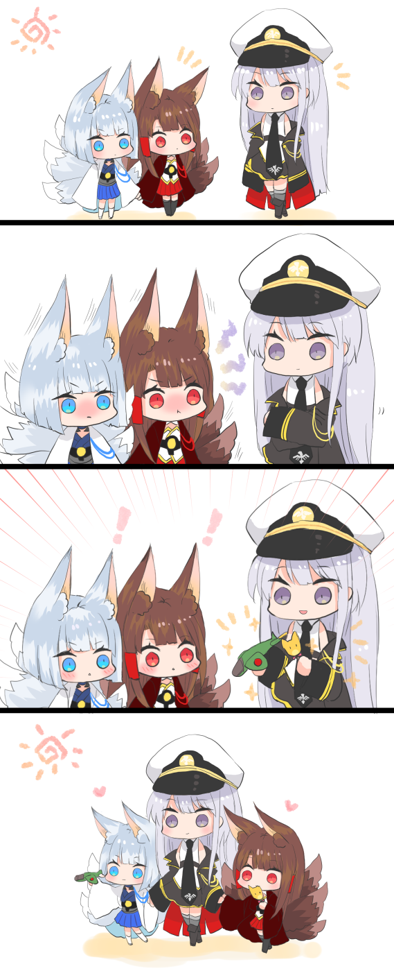 3girls 4koma akagi_(azur_lane) azur_lane comic enterprise_(azur_lane) highres kaga_(azur_lane) multiple_girls puti putimaxi