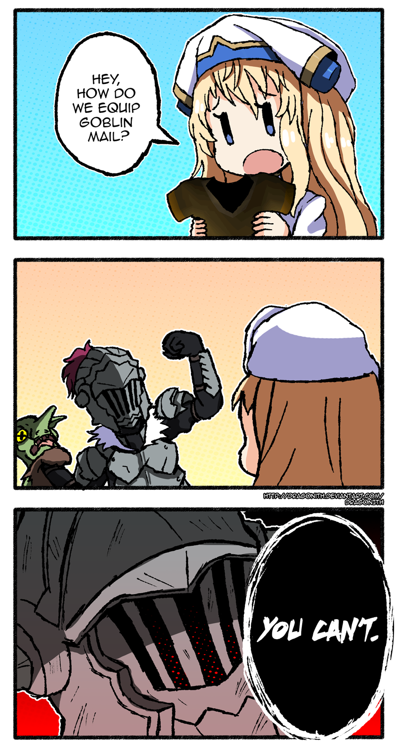 1girl armor blonde_hair comic dragonith english goblin goblin_slayer goblin_slayer! hat helmet highres holding long_hair open_mouth priestess_(goblin_slayer!) runescape