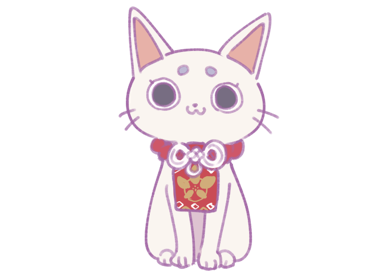 :3 animal booota cat enishi_(himote_house) grey_eyes himote_house looking_at_viewer lowres no_humans official_art red_neckwear solo transparent_background white_cat