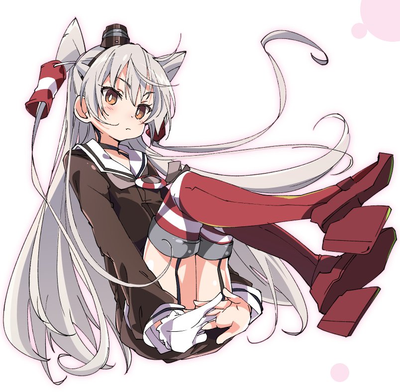 1girl amatsukaze_(kantai_collection) ixy kantai_collection long_hair red_legwear simple_background solo white_background