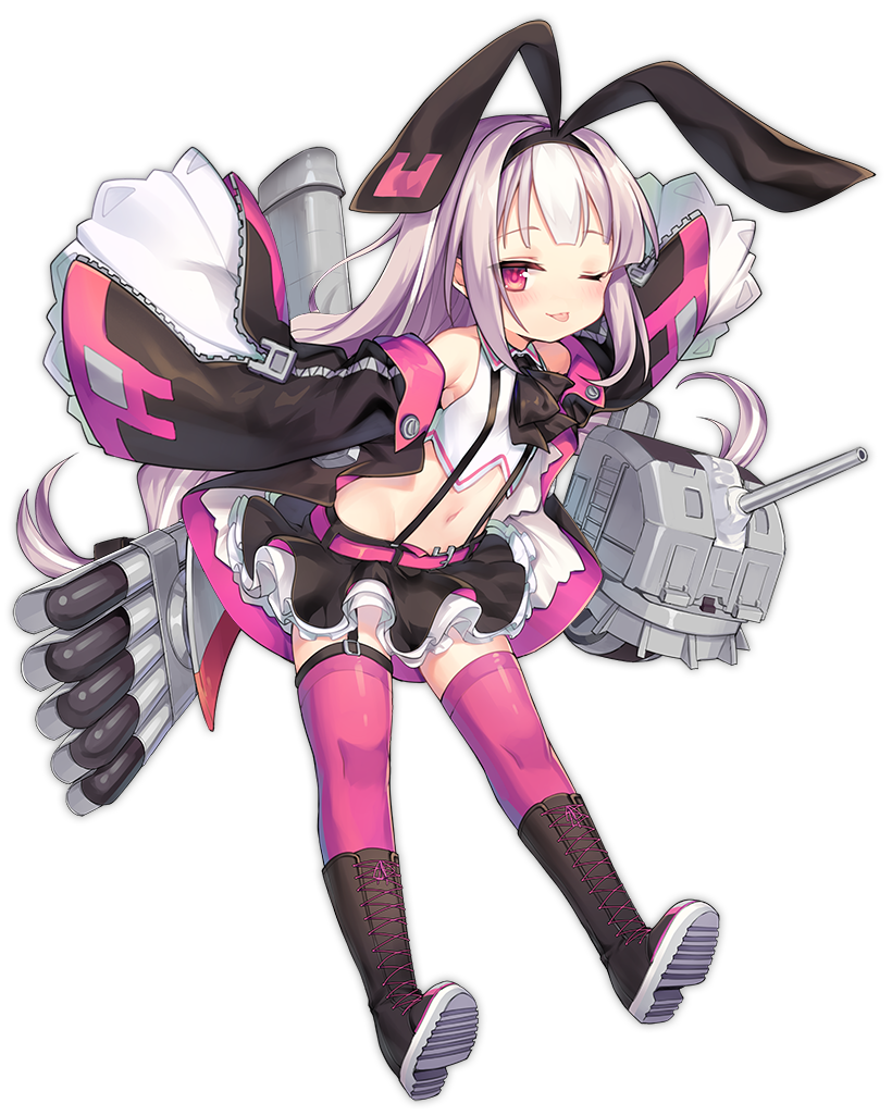 1girl ;d ;p azur_lane bare_shoulders belt black_bow black_footwear black_hairband black_ribbon black_skirt black_sleeves blush boots bow brown_hair cannon closed_mouth collared_shirt crop_top cross-laced_footwear detached_sleeves flat_chest full_body hair_ribbon hairband hobby_(azur_lane) knee_boots lace-up_boots long_hair long_sleeves midriff navel official_art one_eye_closed open_mouth pink_belt pink_legwear pleated_skirt ribbon shirt shoe_soles sidelocks skirt sleeveless sleeveless_shirt sleeves_past_fingers sleeves_past_wrists smile thigh-highs thighhighs_under_boots tongue tongue_out torpedo transparent_background turret utm very_long_hair white_shirt wide_sleeves zipper_pull_tab