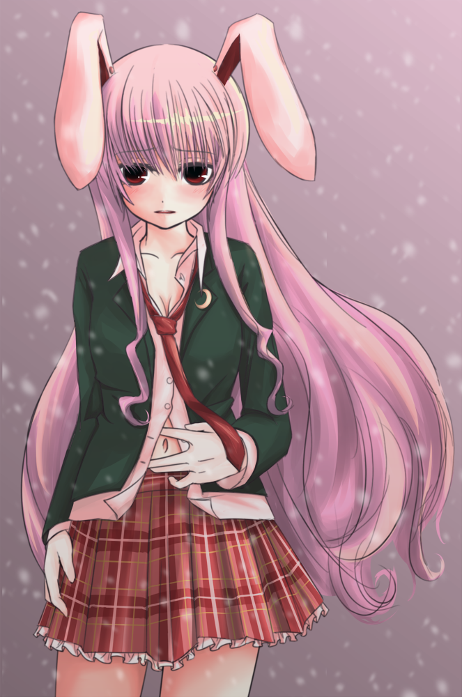 bunny_ears chourui long_hair navel purple_hair rabbit_ears reisen_udongein_inaba skirt tori_rui touhou