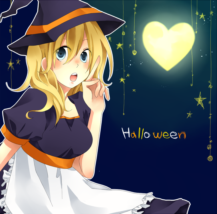 1girl bad_id bad_pixiv_id blonde_hair blue_eyes breasts dress halloween kingdom_hearts kingdom_hearts_ii looking_at_viewer medium_hair namine solo uu_(13949795)