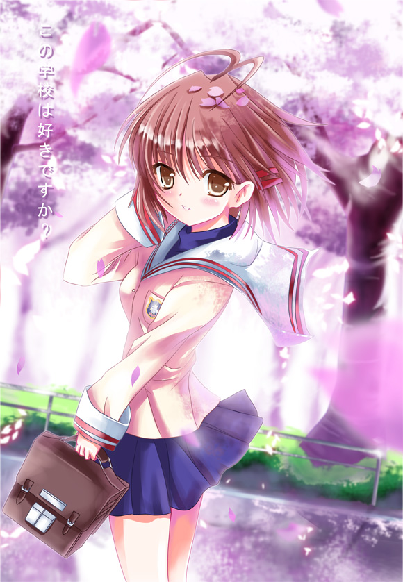 clannad furukawa_nagisa school_uniform short_hair skirt xeph xephonia