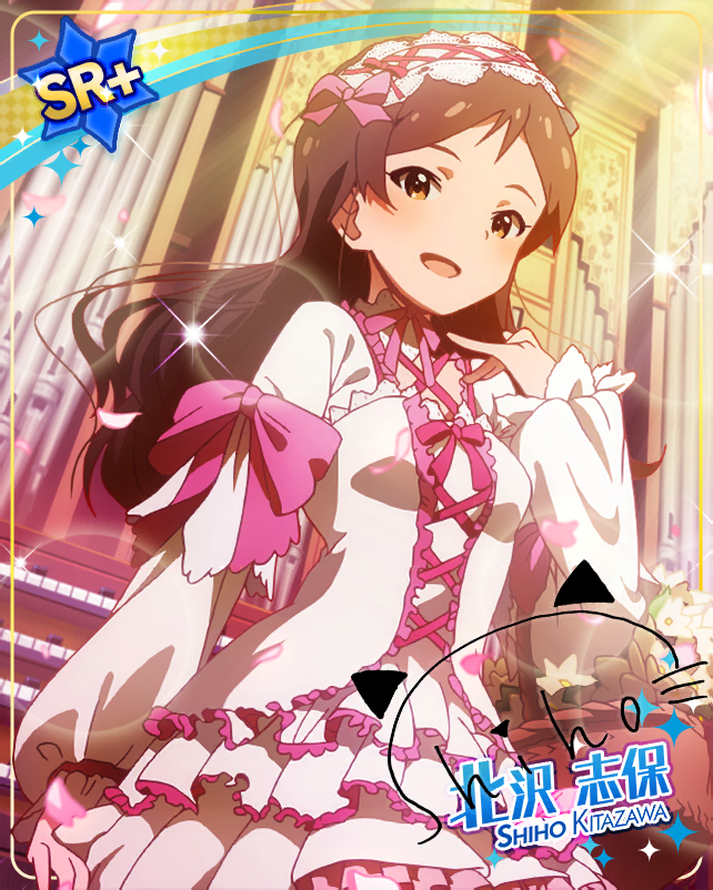 black_haid blush brown_eyes dress idolmaster idolmaster_million_live! idolmaster_million_live!_theater_days kitazawa_shiho long_hair smile