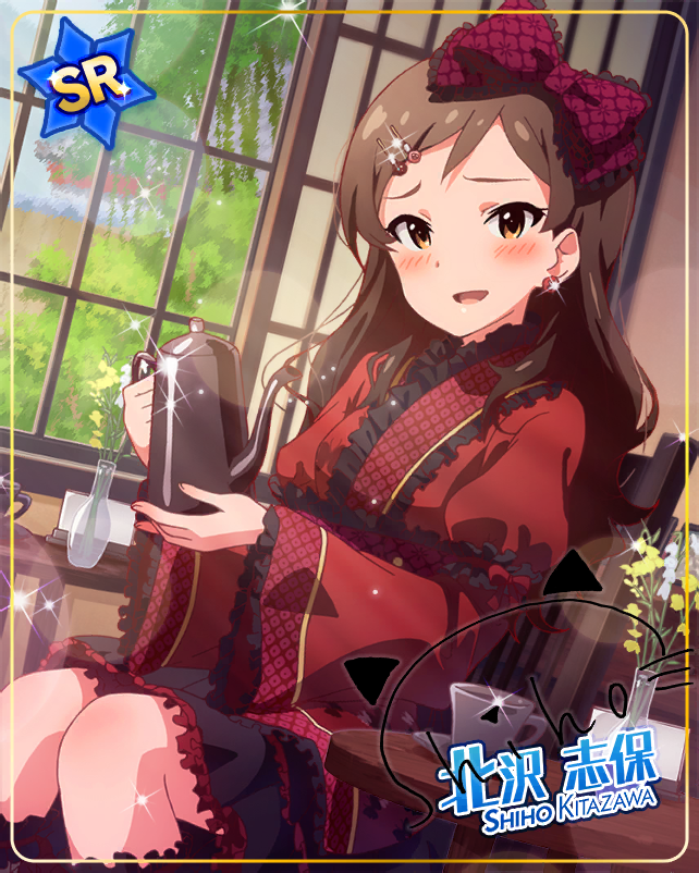 black_hair blush brown_eyes gothic idolmaster idolmaster_million_live! idolmaster_million_live!_theater_days kitazawa_shiho long_hair ribbon smile