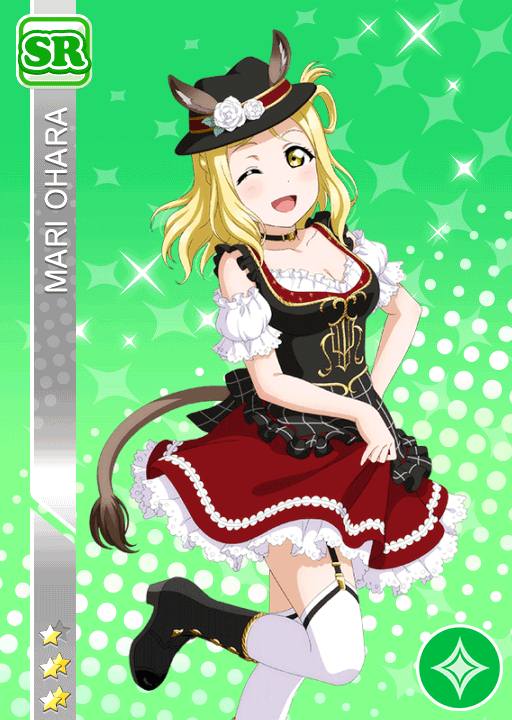 blonde_hair blush character_name dress hat love_live!_school_idol_festival love_live!_sunshine!! ohara_mari short_hair smile wink yellow_eyes