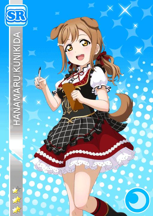 blush brown_eyes brown_hair character_name dress kunikida_hanamaru long_hair love_live!_school_idol_festival love_live!_sunshine!! ponytail smile