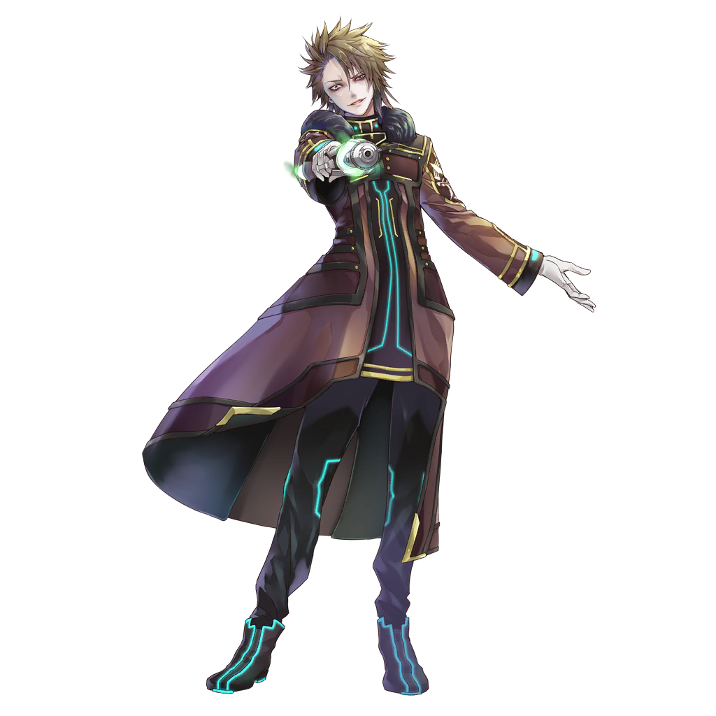 1boy boots brown_eyes brown_hair gloves gun male_focus official_art open_mouth pavine_(star_ocean) solo star_ocean star_ocean_anamnesis star_ocean_integrity_and_faithlessness transparent_background weapon