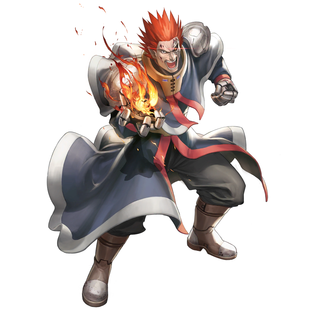 1boy boots capelet fire glowing glowing_eyes injury male_focus mechanical_arm michael_(star_ocean_2) official_art red_eyes redhead scar solo star_ocean star_ocean_anamnesis star_ocean_the_second_story transparent_background