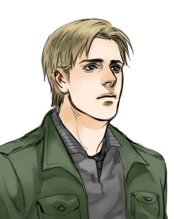 1boy blonde_hair cang_fade commentary_request jacket james_sunderland male_focus silent_hill_2 solo