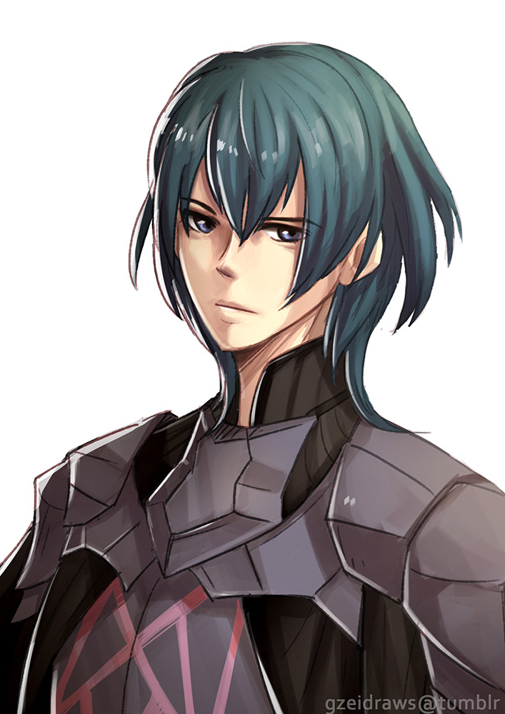 1boy armor bangs blue_eyes blue_hair byleth fire_emblem fire_emblem:_three_houses gzei looking_at_viewer nintendo portrait simple_background solo white_background