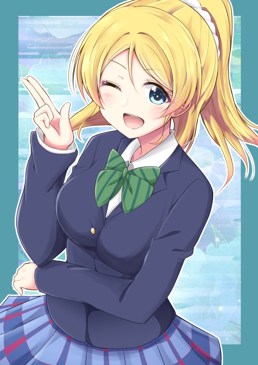 1girl ayase_eli blonde_hair blue_eyes blush chiro_(bocchiropafe) love_live! love_live!_school_idol_project mouth open smile