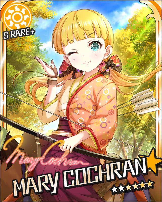 archer blonde_hair blue_eyes blush character_name dress horse idolmaster idolmaster_cinderella_girls long_hair mary_cochran smile stars twintails wink