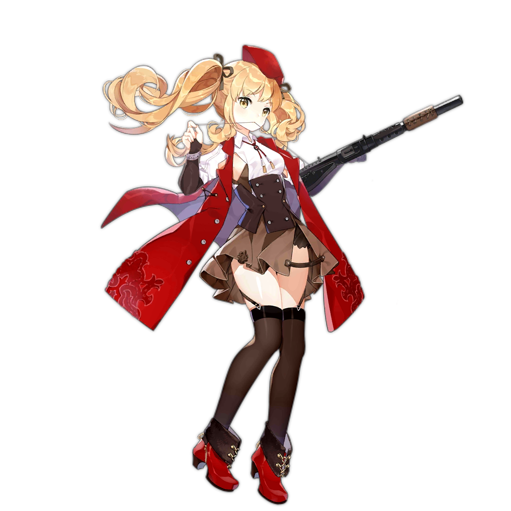 1girl ankle_boots bangs beret black_ribbon black_skirt blonde_hair blouse blush boots breasts bridal_gauntlets brown_dress brown_gloves brown_legwear cloak collared_blouse corset cropped_blouse dress embroidery eyebrows_visible_through_hair floating_hair full_body garter_straps girls_frontline gloves gun hair_ribbon hat holding holding_gun holding_weapon logo long_hair looking_at_viewer mana_(418208360) medium_breasts mod3_(girls_frontline) mouth_hold neck_ribbon official_art puffy_short_sleeves puffy_sleeves red_cloak red_footwear red_hat ribbon short_sleeves side_cutout skindentation skirt solo sten_gun sten_mk2_(girls_frontline) strapless strapless_dress submachine_gun thigh-highs thighs transparent_background twintails weapon white_blouse wire yellow_eyes