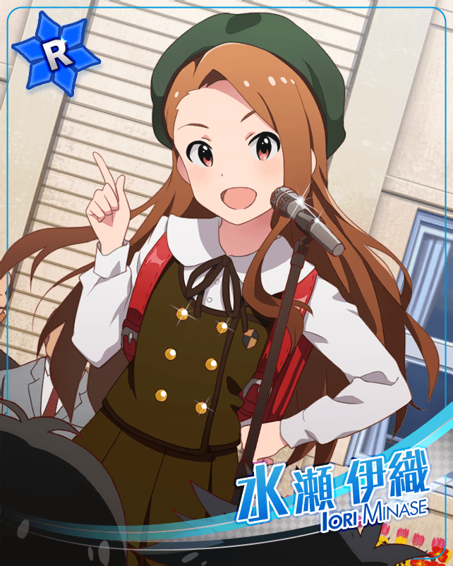 blush brown_hair dress idolmaster idolmaster_million_live! idolmaster_million_live!_theater_days long_hair minase_iori pink_eyes smile