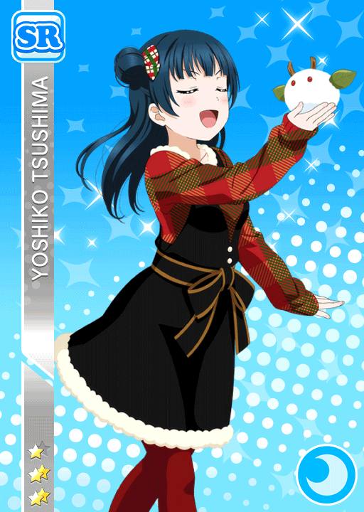 blue_hair blush character_name closed_eyes jacket long_hair love_live!_school_idol_festival love_live!_sunshine!! smile tsushima_yoshiko