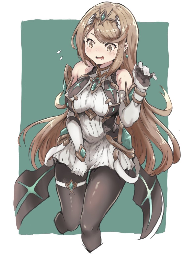 1girl alternate_costume armor bangs blonde_hair blush breasts covered_navel earrings gem gloves headpiece mythra_(xenoblade) jewelry kintsuba long_hair nintendo pantyhose simple_background solo super_smash_bros. super_smash_bros._ultimate swept_bangs thigh_strap tiara xenoblade_(series) xenoblade_2 yellow_eyes