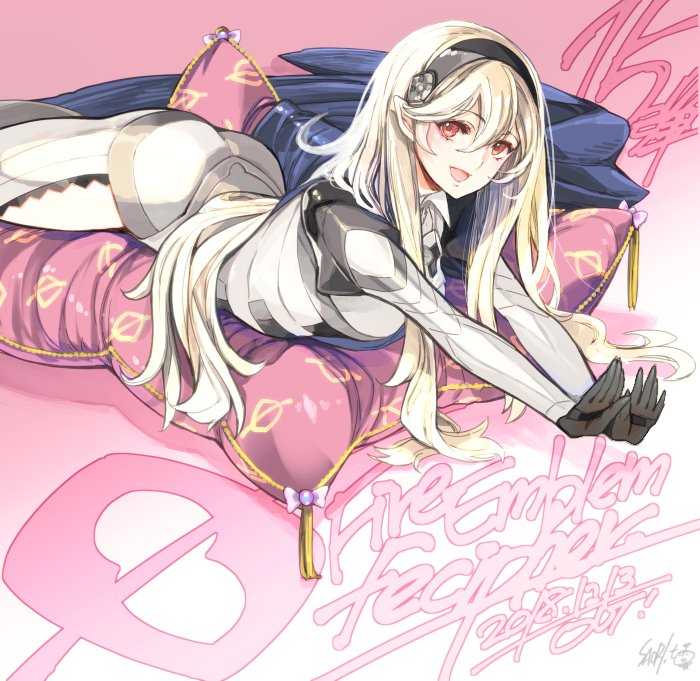 1girl armor ass barefoot blue_cape cape company_connection copyright_name female_my_unit_(fire_emblem_if) fire_emblem fire_emblem_cipher fire_emblem_if gloves hair_between_eyes hair_ornament hairband long_hair looking_at_viewer mamkute my_unit_(fire_emblem_if) nintendo official_art pointy_ears red_eyes silver_hair sword toyo_sao weapon